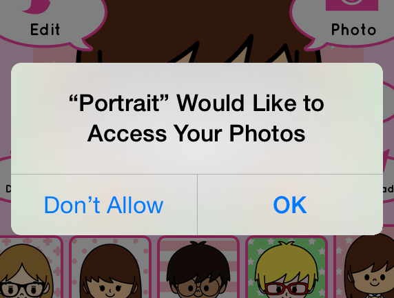 'Portrait' Would Like to Access Your Photos